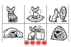 Adorable Cat Line Art Illustrations For Crafts Product Image 1