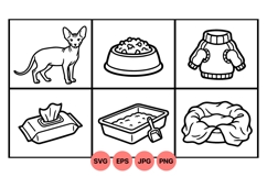 Cat Care Essentials Vector Clipart Illustrations Product Image 1