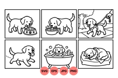 Lineart Puppy Life Illustrations for Kids Projects Product Image 1