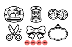 Cute Sewing Tools Vector Clipart Design Icons Product Image 1