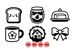 Cute Kitchen Icons Vector Clipart For Breakfast Designs Product Image 1