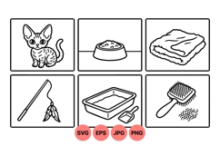 Line Art Cat Care Illustrations For Pet Projects Product Image 1