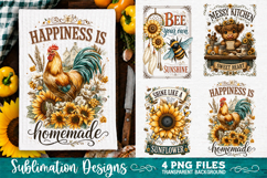 Sunflower Kitchen Towels PNG Sublimation Designs 4 Files Product Image 1