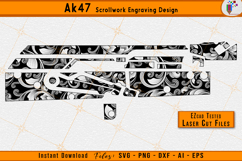AK47 Scrollwork Firearms Gun Laser Engraving Design Files