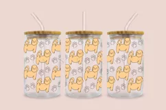 Akita Inu Dog Pattern libbey beer can glass full wrap svg presized template for 16oz and 20oz glass for Cricut Silhouette and sublimation