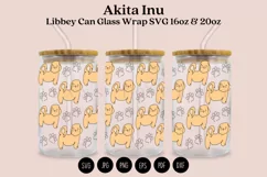 Akita Inu Dog Pattern libbey beer can glass full wrap svg presized template for 16oz and 20oz glass for Cricut Silhouette and sublimation