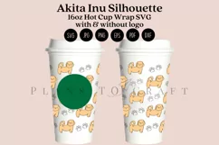 akita inu silhouette pattern starbucks 16oz hot cup wrap svg presized template for tumbler grande suitable for cricut and silhouette