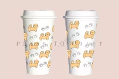 akita inu silhouette pattern starbucks 16oz hot cup wrap svg presized template for tumbler grande suitable for cricut and silhouette