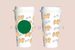 akita inu silhouette pattern starbucks 16oz hot cup wrap svg presized template for tumbler grande suitable for cricut and silhouette