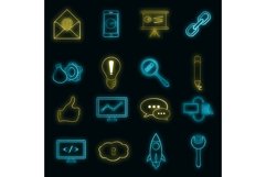Seo icons set vector neon Product Image 1
