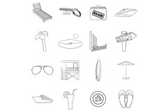 Miami icon set outline Product Image 1