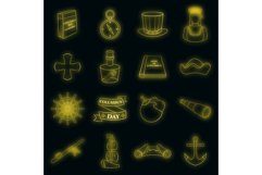 Columbus Day icons set vector neon Product Image 1