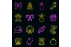 Christmas icons set vector neon Product Image 1