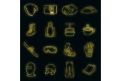 Snowboarding icons set vector neon Product Image 1
