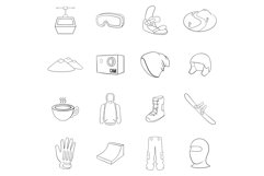 Snowboarding icon set outline Product Image 1