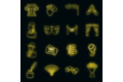 Theatre icons set vector neon Product Image 1