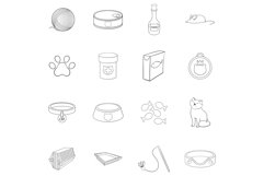 Cats accessories icon set outline Product Image 1