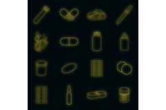 Medicine drugs icons set vector neon Product Image 1