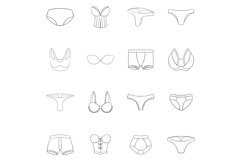 Underwear icon set outline Product Image 1