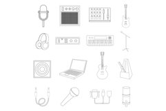 Recording studio icon set outline Product Image 1