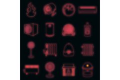 Heating cooling icons set vector neon Product Image 1