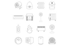 Heating cooling icon set outline Product Image 1