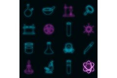 Chemical lab icons set vector neon Product Image 1