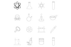 Chemical lab icon set outline Product Image 1