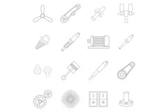 Mechanism parts icon set outline Product Image 1