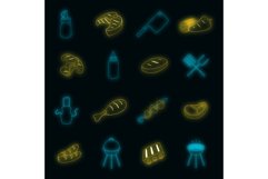 BBQ icons set vector neon Product Image 1