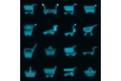 Shopping cart icons set vector neon Product Image 1