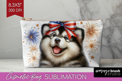 Alaskan Malamute Dog Cosmetic Bag Patriotic Dog Makeup Bag Product Image 1