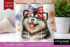 Alaskan Malamute Dog Tumbler Wrap Patriotic Dog Tumbler PNG Product Image 1