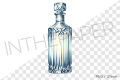 Modern tall vertical pattern crystal decanter PNG Clipart Product Image 1