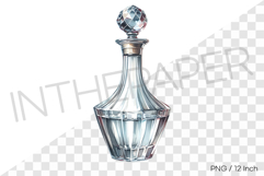 Minimalist slim neck crystal decanter flask PNG Clipart Product Image 1