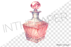 Pink gradient square diamond cut crystal decanter PNG art Product Image 1