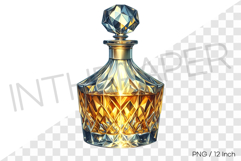 Vibrant rhombus pattern golden crystal decanter PNG Clipart Product Image 1
