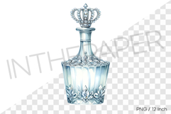 Elegant crown stopper clear crystal decanter PNG Clipart Product Image 1