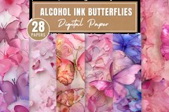 Alcohol Ink Butterflies Digital Paper Bundle Product Image 1