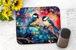 Alcohol Ink Chickadees- Sublimation mouse pad - PNG Product Image 1