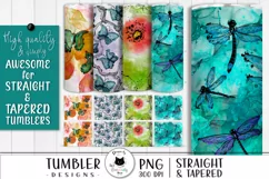 collection of nature alcohol ink designs shown on tumblers