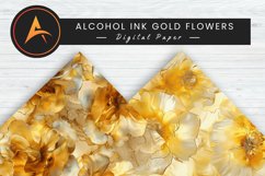Alcohol Ink Gold Flowers Digital Paper Pattern Product Image 1