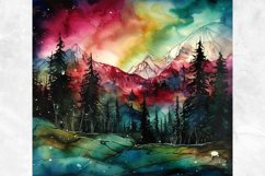 Alcohol Ink Northern Lights Png, Landscape Tumbler Wrap Product Image 2