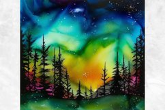 Northern Lights Tumbler Wrap, Alcohol Ink Tumbler Png Design Product Image 2