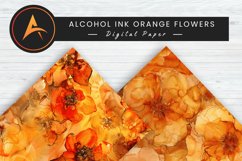 Alcohol Ink Orange Flowers Digital Paper Product Image 1