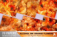 Alcohol Ink Orange Flowers Digital Paper Bundle Product Image 1