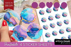 Alcohol Ink Round Sticker - Marble Printable Sticker Sheet Product Image 1