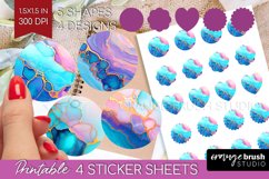 Alcohol Ink Round Sticker - Marble Printable Sticker Sheet Product Image 1
