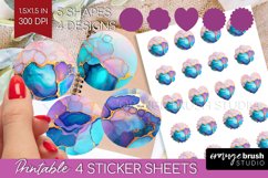 Alcohol Ink Round Sticker - Marble Printable Sticker Sheet Product Image 1