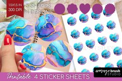 Alcohol Ink Round Sticker - Marble Printable Sticker Sheet Product Image 1